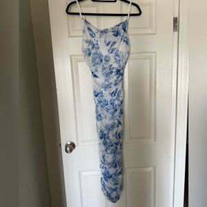 Floral Blue and White Women's Midi Dress
